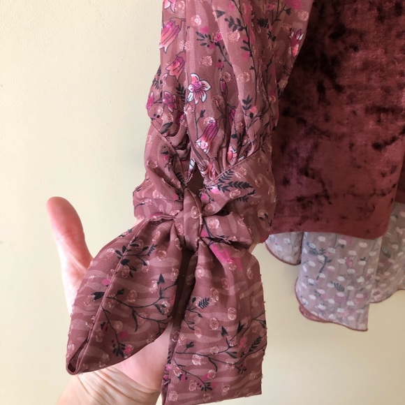 Ivy Jane Burgundy and Pink Velvet Top - Picture 3 of 5